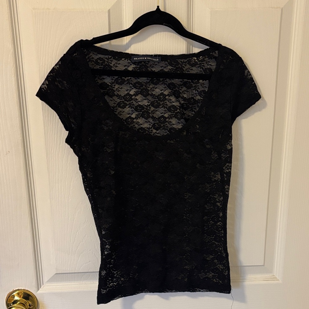 Black Lace Short Sleeve Top